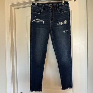 Women's American Eagle Distressed Dark Blue Skinny Jeans